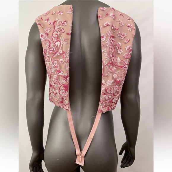 BCBG Maxazria Formal Dress 8 Pink Floral Embroidery Long Sexy Princess Prom - Picture 10 of 16